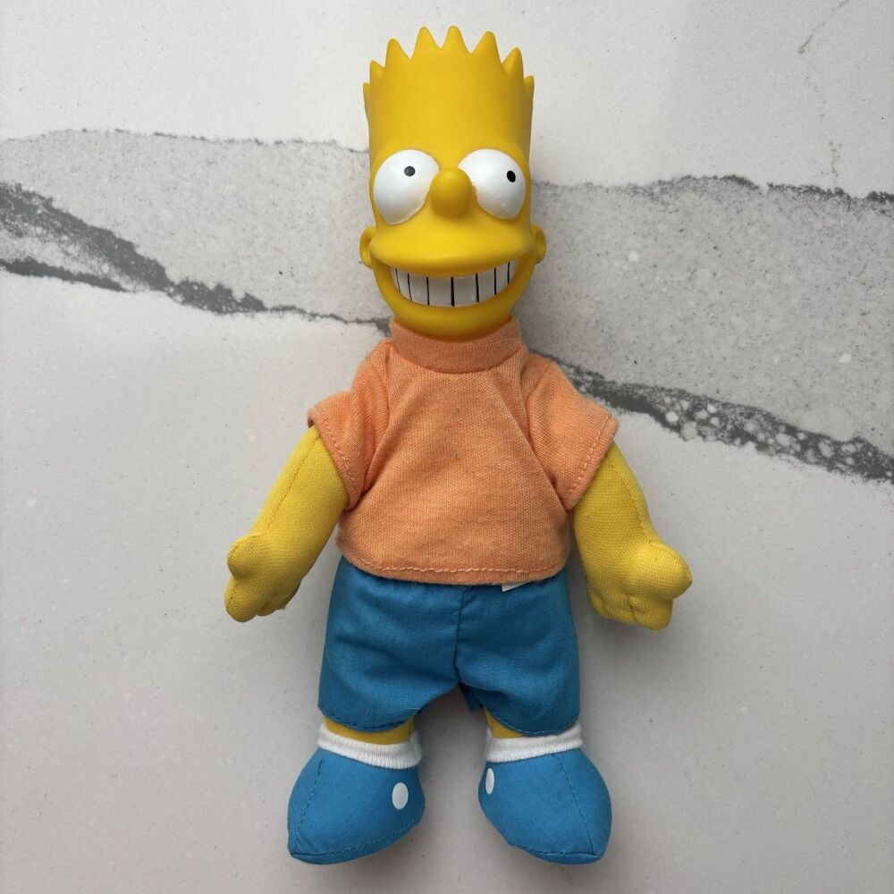 Vtg 1990 The Simpsons Bart Simpson Plush Doll Toy Orange Shirt Burger King Promo